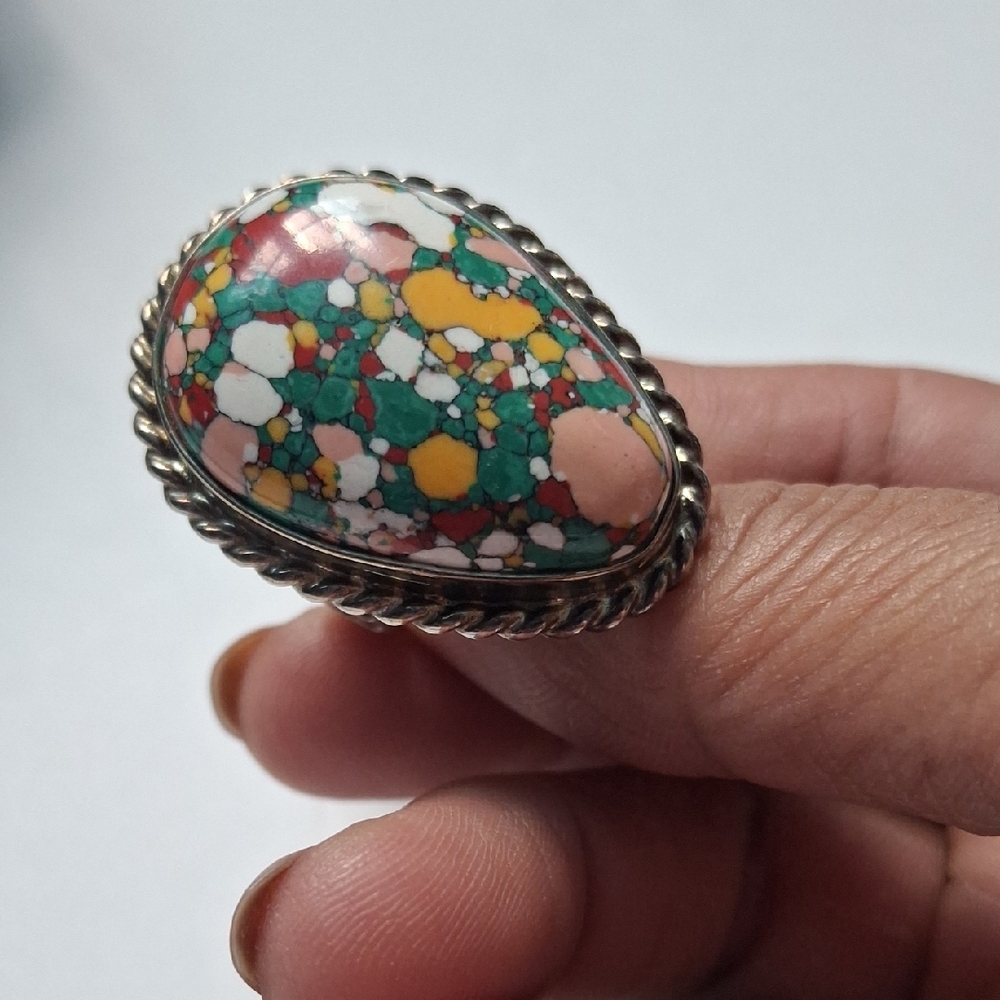 Multicolor Teardrop Statement Ring - image 1
